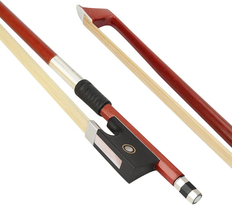 LMS Violin Bow Full Size 4/4 Brazilwood Violin Bows Lightweight Bow Well Balance Fiddle Bow Made with Ebony Frog Mongolian White Horse Hair for Violin Student Professional (1/2) - Image 1